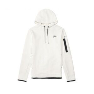 Nike Tech Fleece Off White Cream Phantom Hoodie Black Logo Zipper Top Medium